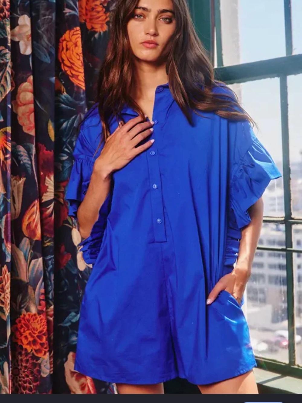 BUCKETLIST Electric Blue Short Sleeve Romper